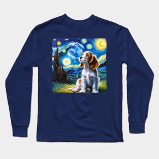 Starry Spaniel Portrait - Dog Portrait Long Sleeve T-Shirt